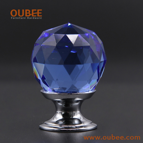 Schubladengriffe und Knöpfe aus blauem Kristallglas, hergestellt in China
