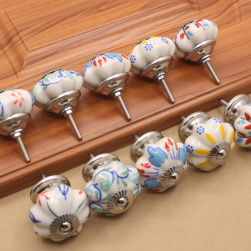 Factory supply handmade painted ceramic cabinet drawer knobs and handles