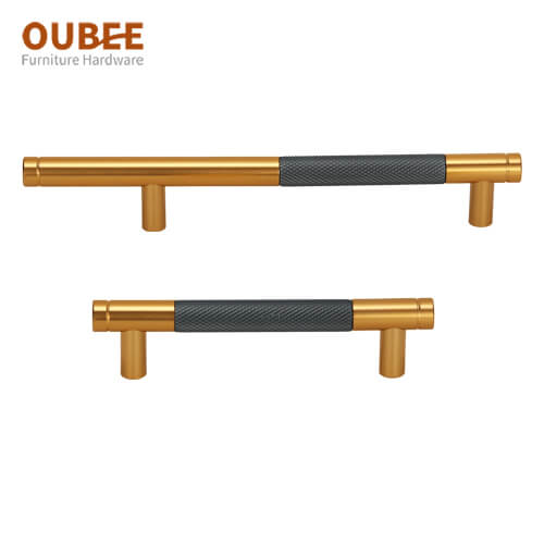 Oubee Aluminium Knurled Furniture Cabinet Handles Gold Color