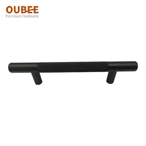 Oubee T bar Poignées moletées en aluminium Poignées de placard noir mat