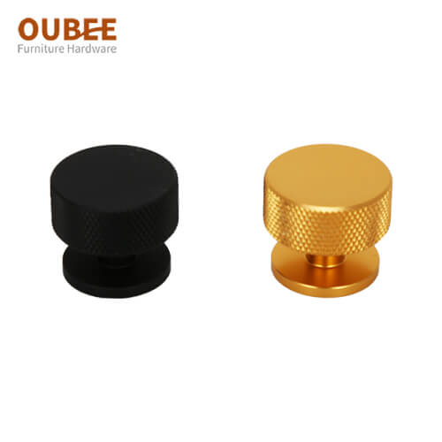 Gold Color Aluminium Knurled Knobs Dia.1.5 Inch Cupboard Knobs